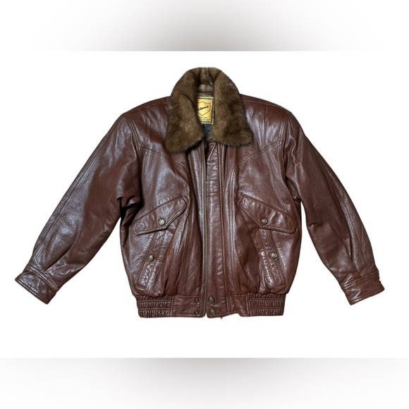 Leather Bomber With Fur Collar, small - Picture 11 of 16